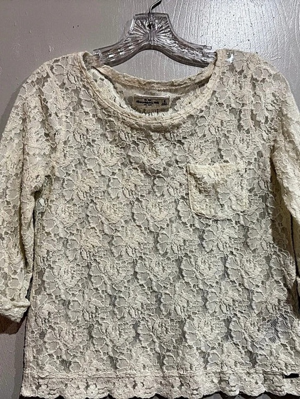 Abercrombie & Fitch Lace Blouse in White Size Medium